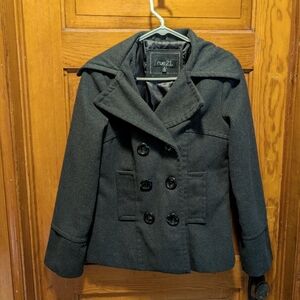 Women's Gray Pea Coat Short Size Small